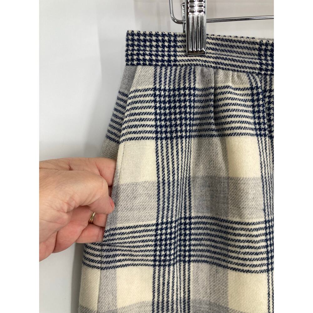 Vintage Pendleton Plaid Gray Cream Wool Lined Skirt Women’s 14 - Picture 4 of 8